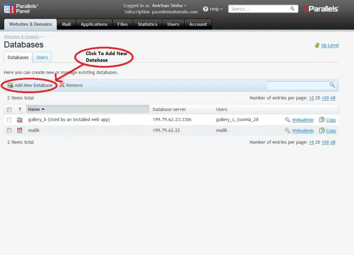 Screenshot showing how to restore your mysql database using phpmyadmin step 2