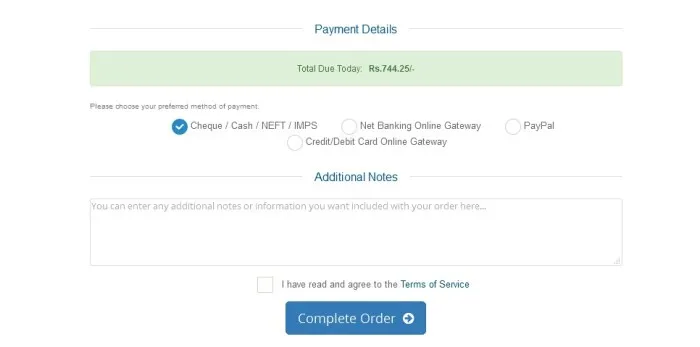 payment details